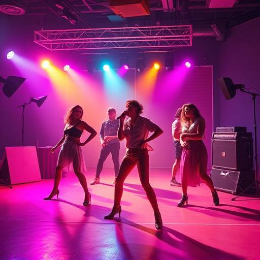 Billede fra musikvideo til et popnummer der er produceret i studiet.
