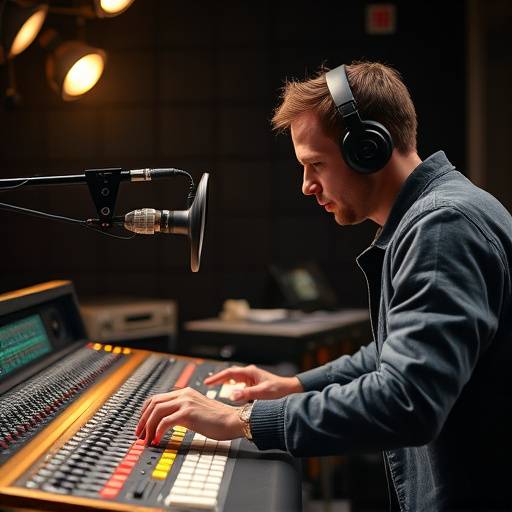 En lydtekniker der arbejder på en mixing pult