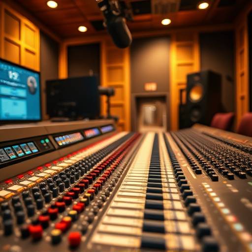 Nærbillede af en professionel mixing pult i Lydstudiet Kreativitets kontrolrum